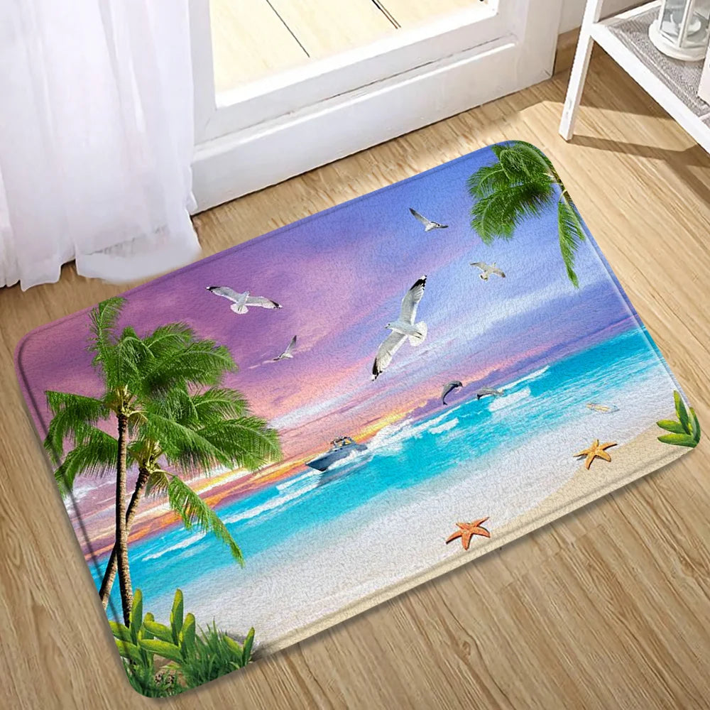 Tapis de bain tropical vue paradisiaque