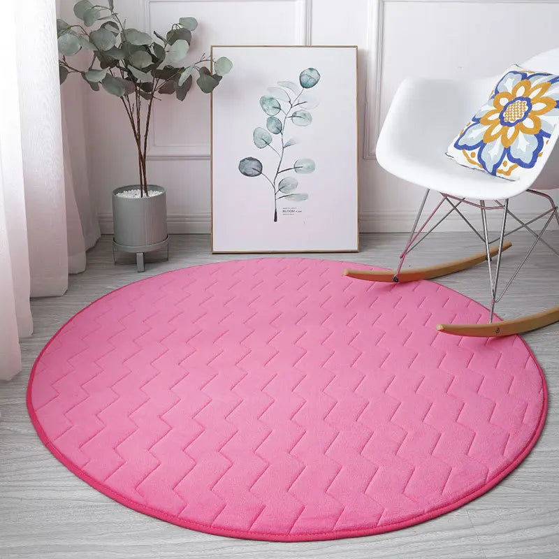 Tapis salle de bain rond 100 cm rose