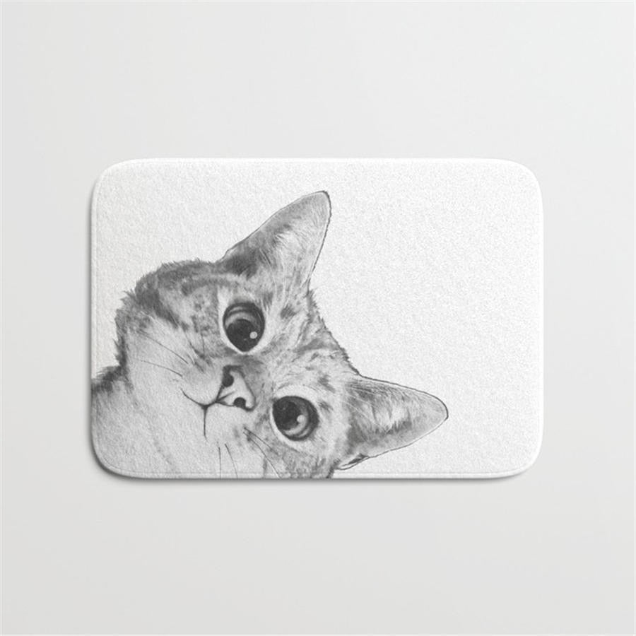 tapis de bain chat blanc