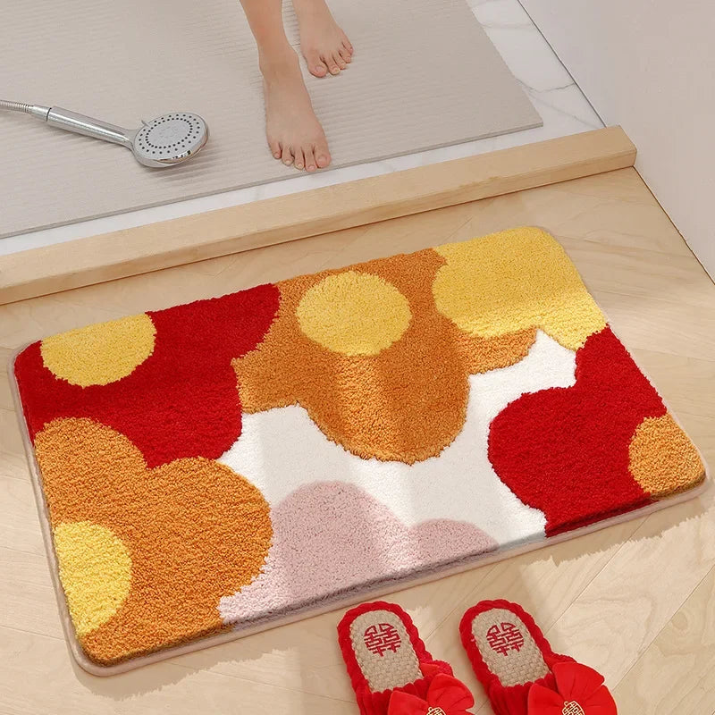 Tapis de bain Tunisie blanc rouge
