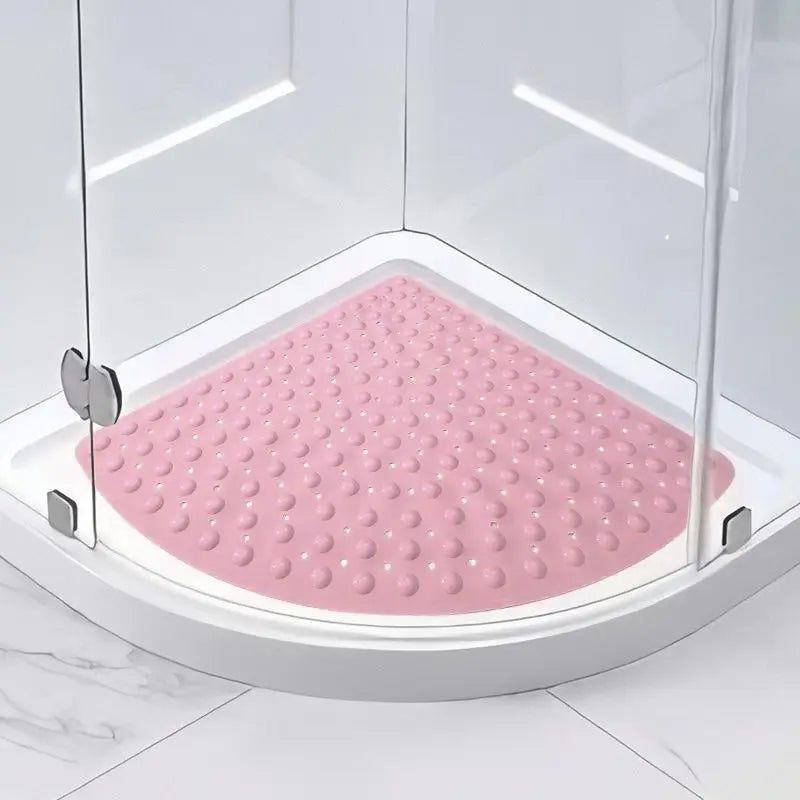 Tapis de douche demi lune rose