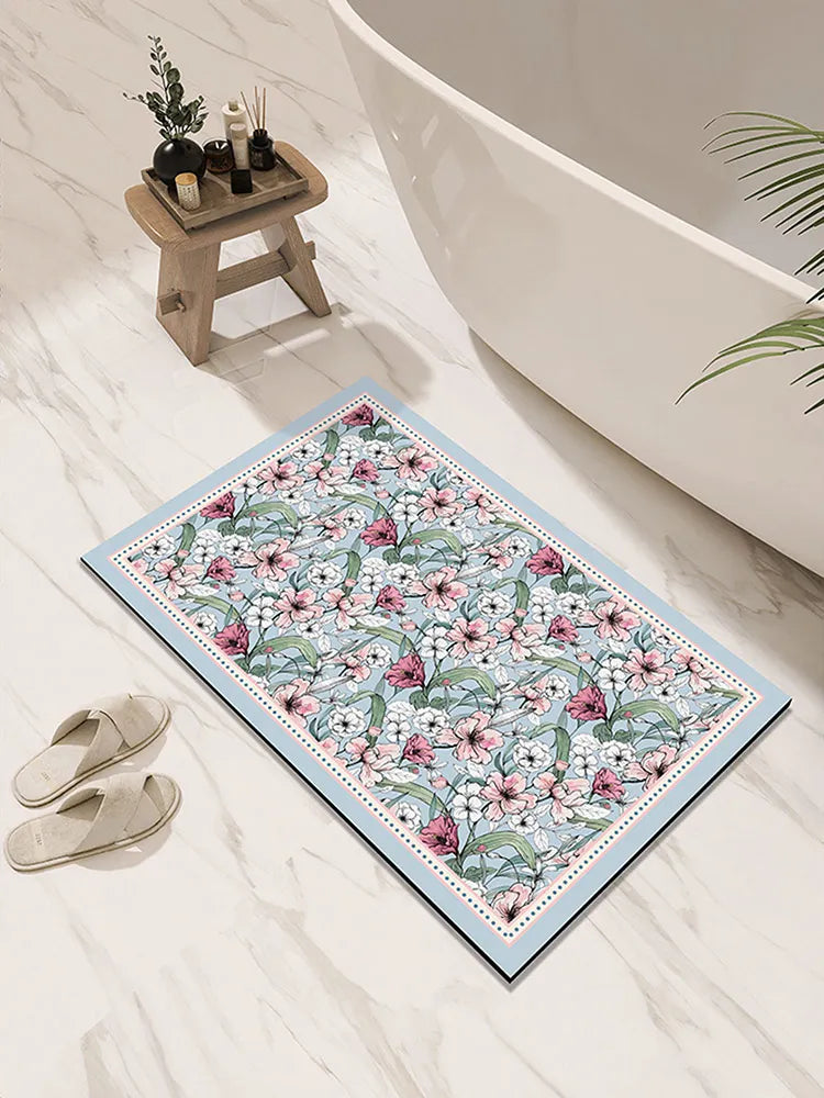 Tapis de Bain Ultra Absorbant en Diatomite bleu