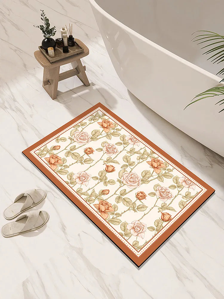 Tapis de Bain Ultra Absorbant en Diatomite orange
