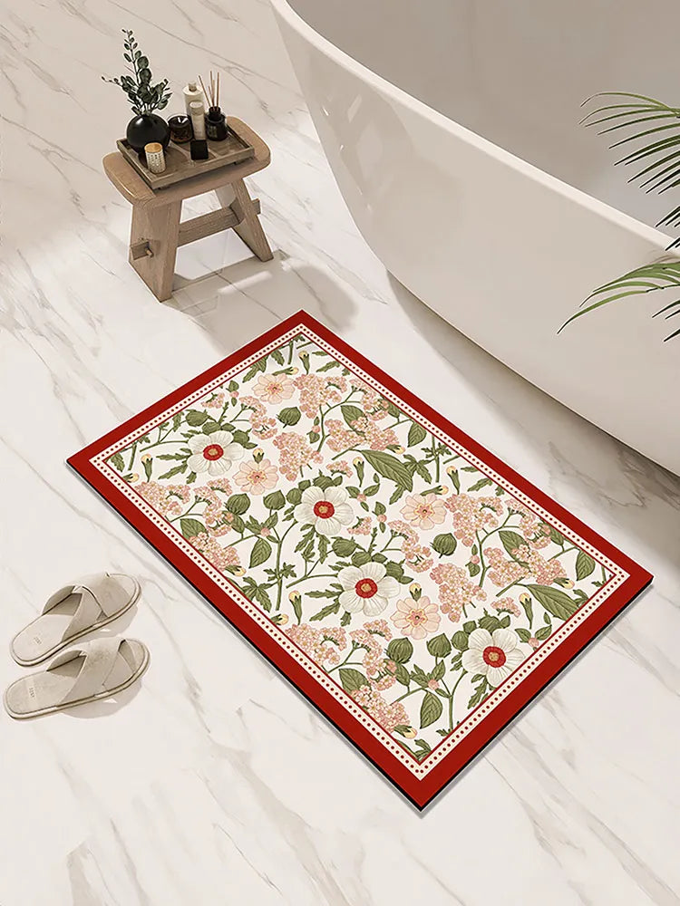 Tapis de Bain Ultra Absorbant en Diatomite rouge