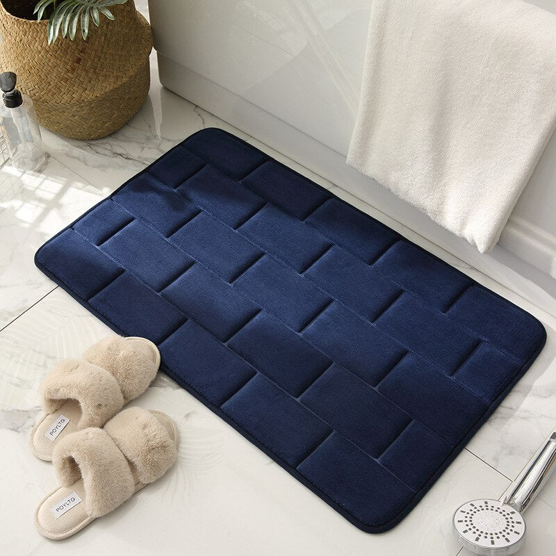 tapis salle de bain contemporain bleu