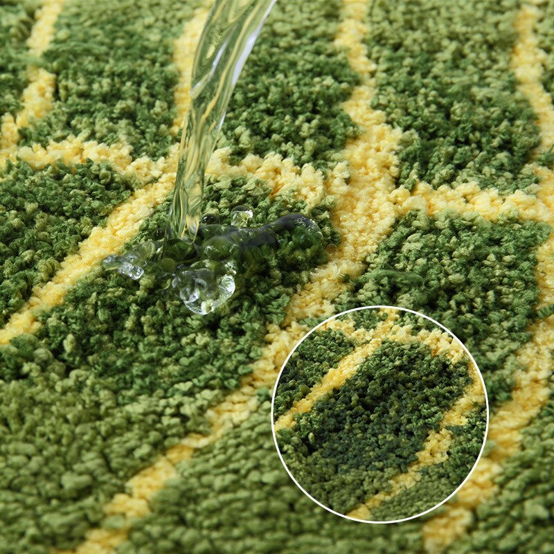 zoom sur le tapis de bain en feuille