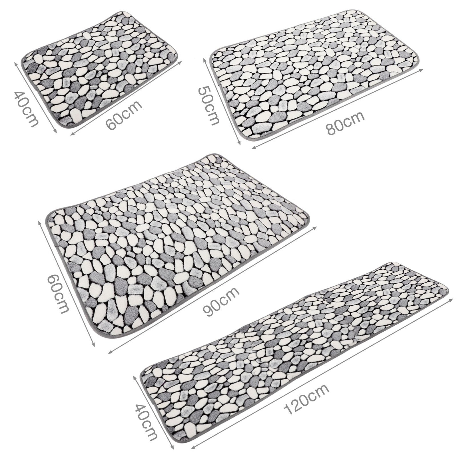 les différentes tailles du tapis salle de bain motif galets