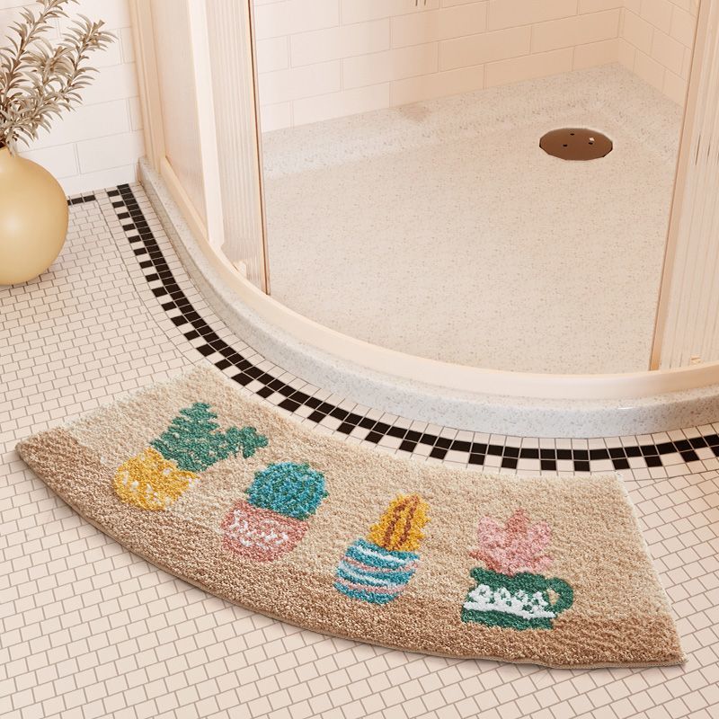 Tapis salle de bain arrondi avec cactus