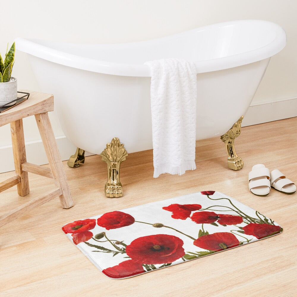 Tapis de bain coquelicot
