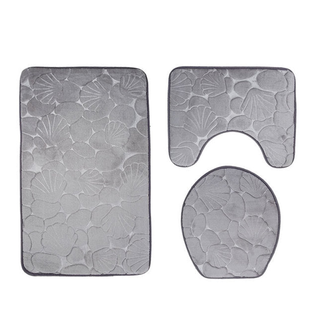 Ensemble tapis de bain et wc gris