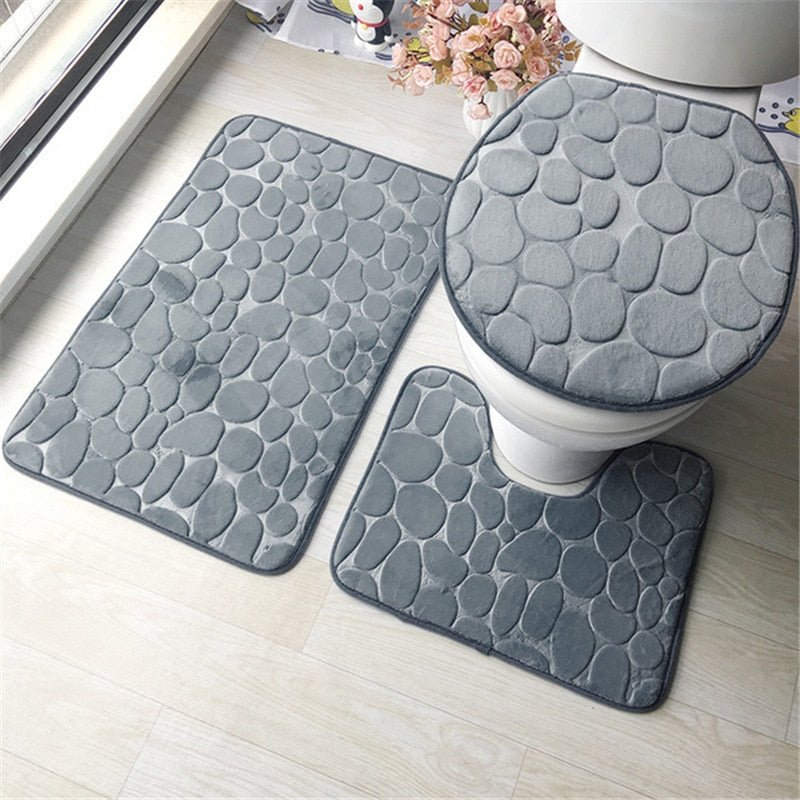Ensemble tapis salle de bain gris