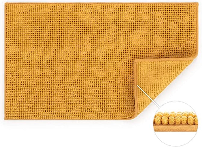 Tapis de bain absorbant jaune moutarde