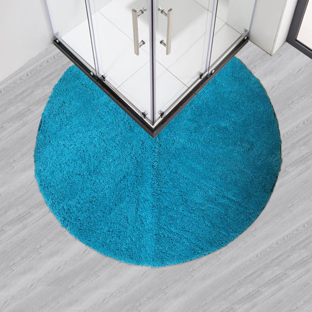 Tapis de bain pour douche d'angle bleu
