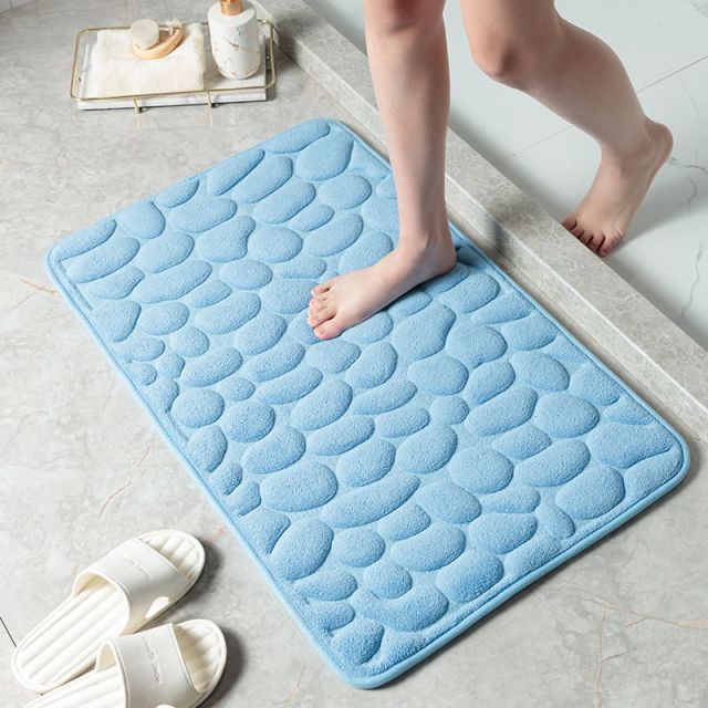 Tapis de bain absorbant bleu