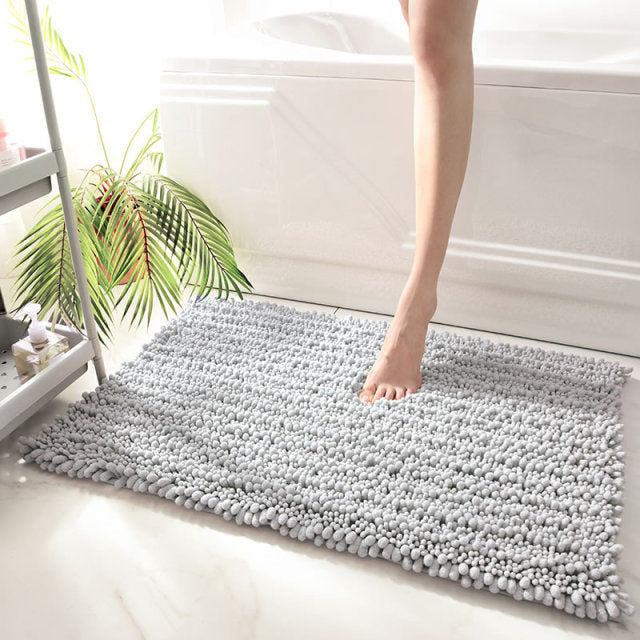 Tapis de bain chenille gris