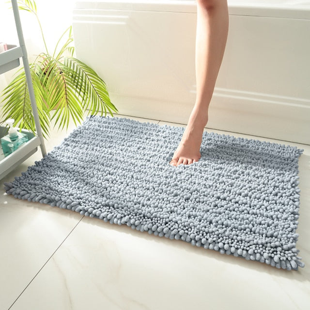 Tapis de bain chenille bleu