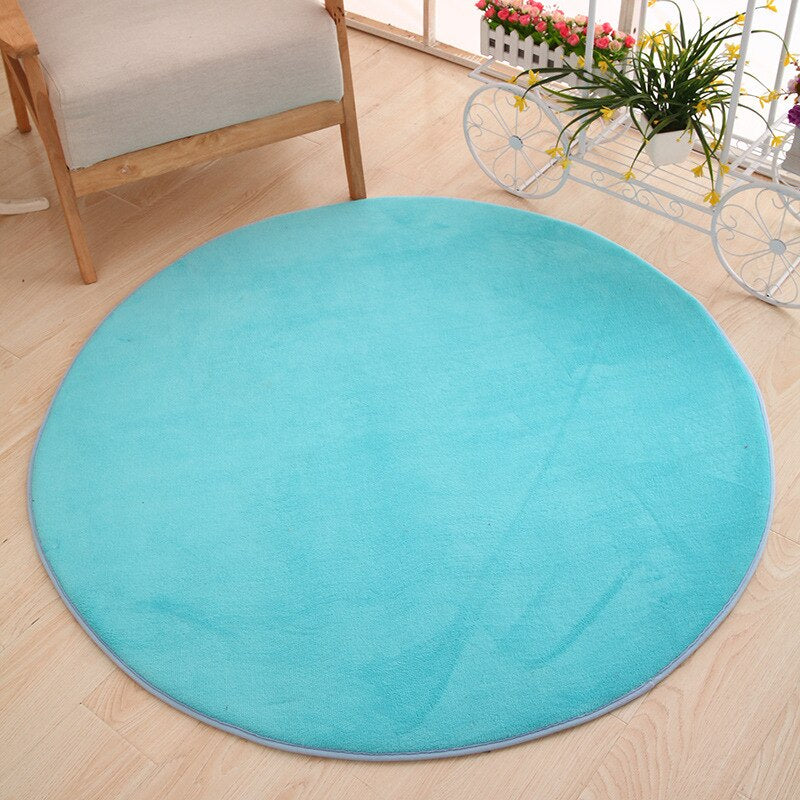 Tapis de bain rond bleu