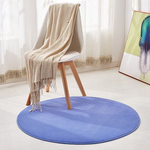 Tapis salle de bain rond bleu