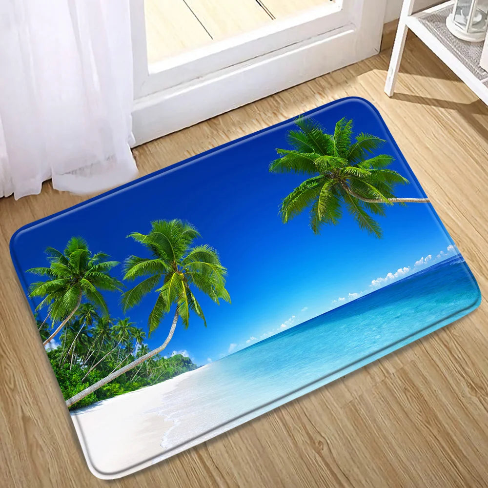 Tapis de bain tropical plage de sable