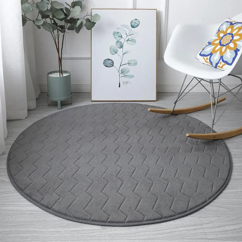 Tapis salle de bain rond 100 cm gris