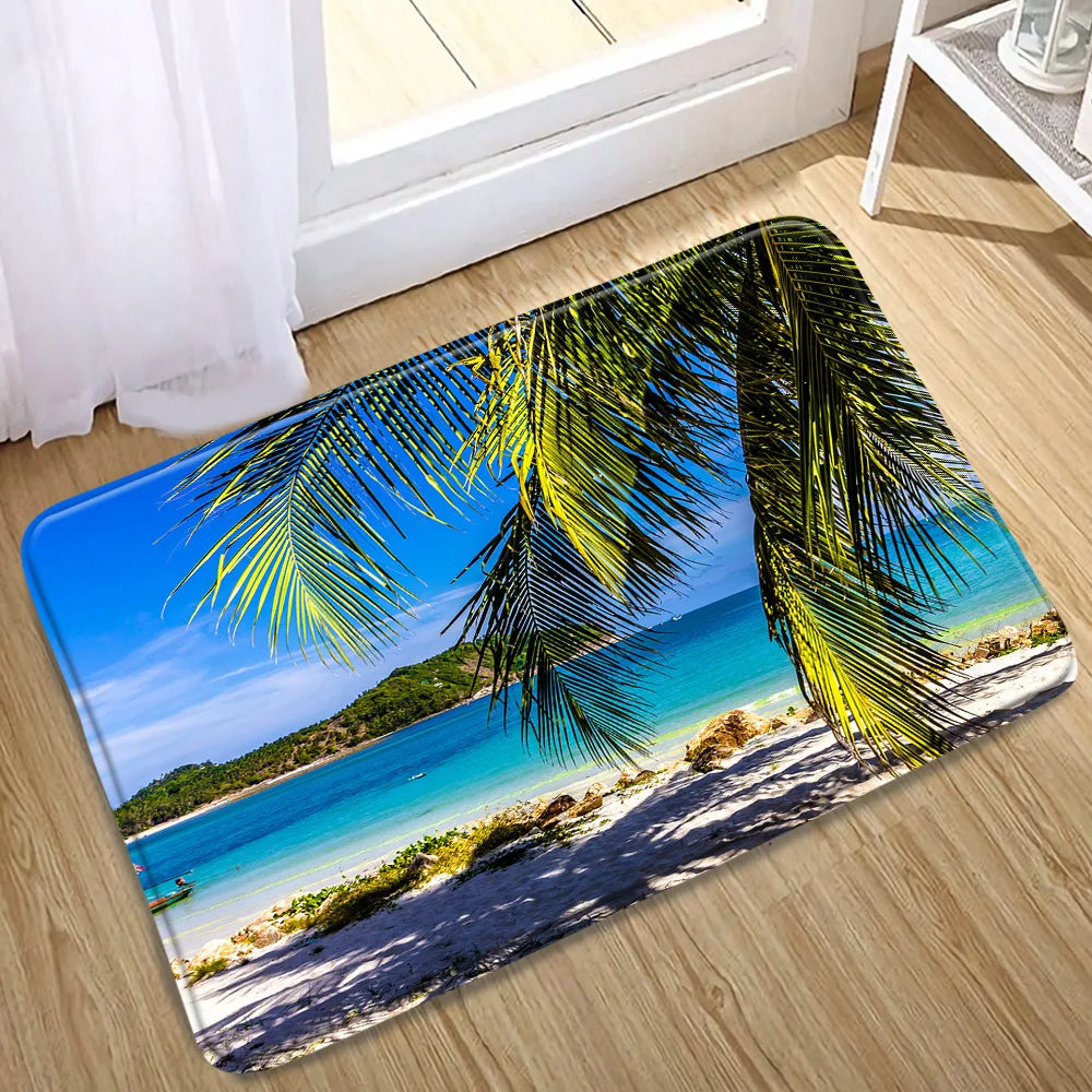 Tapis de bain tropical palmiers