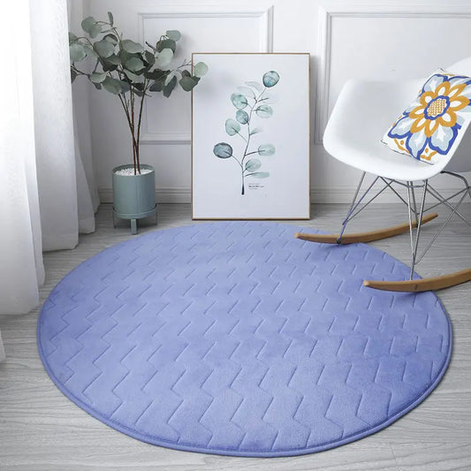 Tapis salle de bain rond 100 cm bleu 