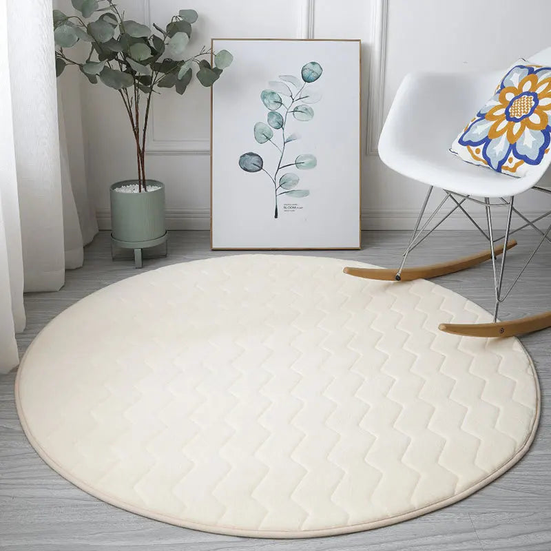 Tapis salle de bain rond 100 cm beige 2