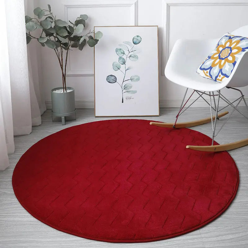 Tapis salle de bain rond 100 cm rouge