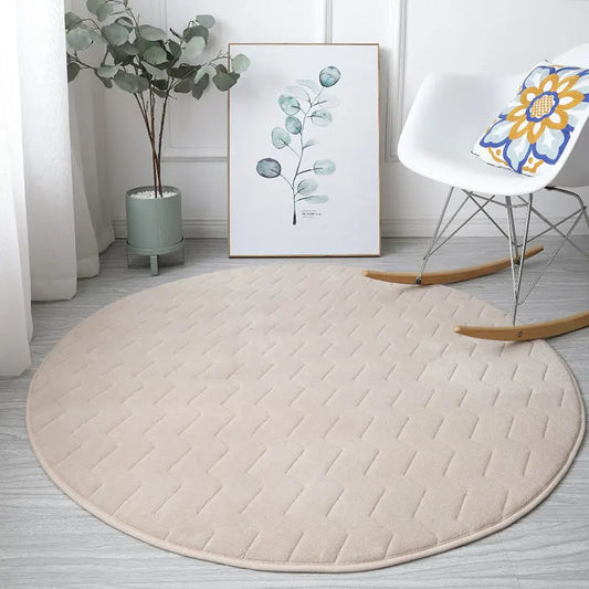 Tapis salle de bain rond 100 cm beige