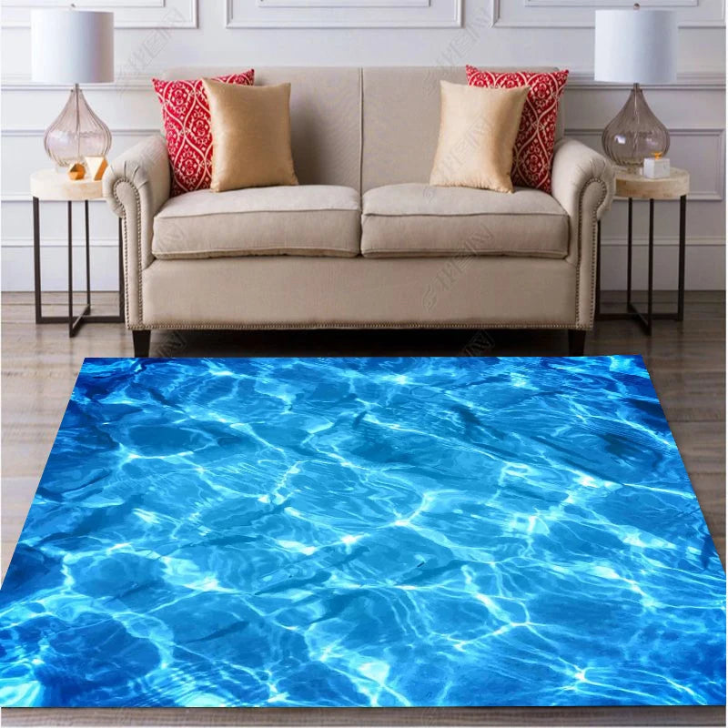 Tapis de bain bleu lagon plage