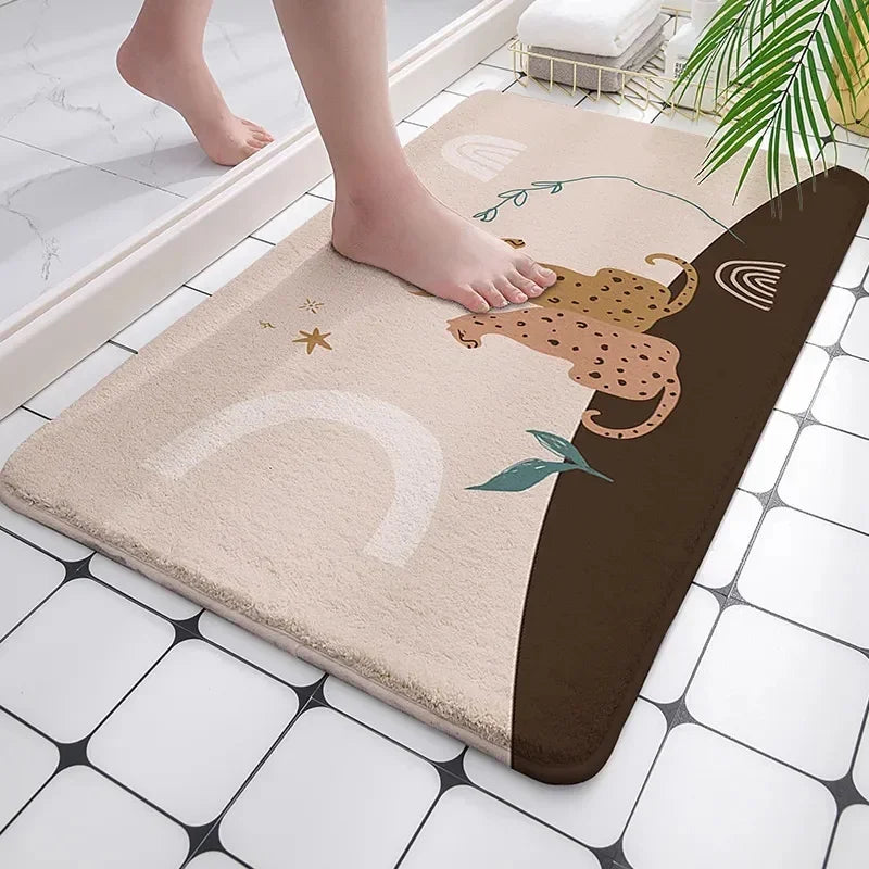 Tapis de bain savane leopard