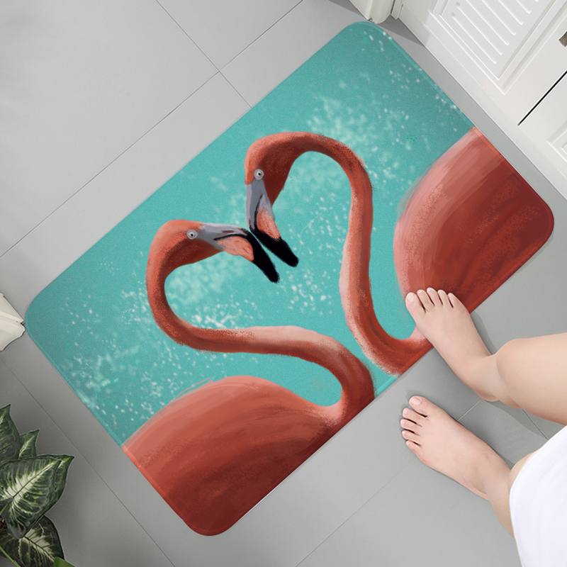 tapis de bain flamand rose amoureux