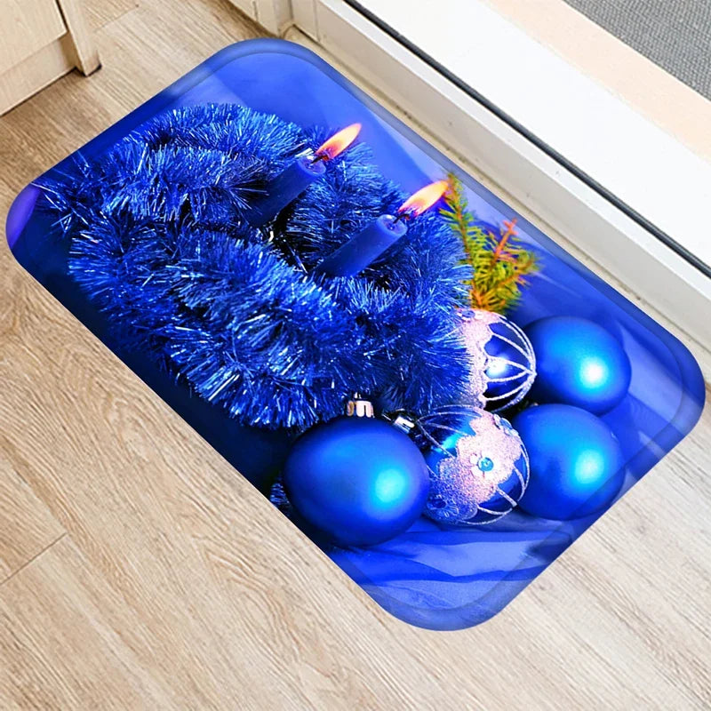 Tapis de bain noël bleu