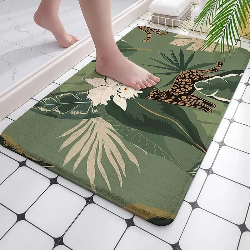 Tapis de bain savane vert