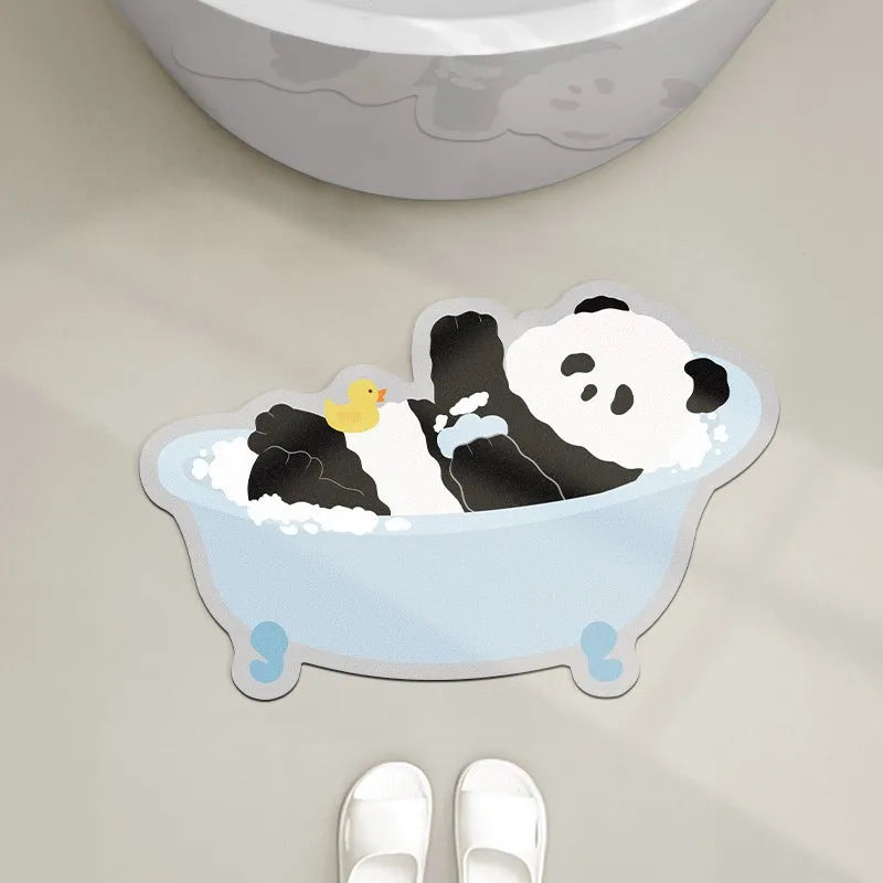 Tapis de bain panda prend son bain