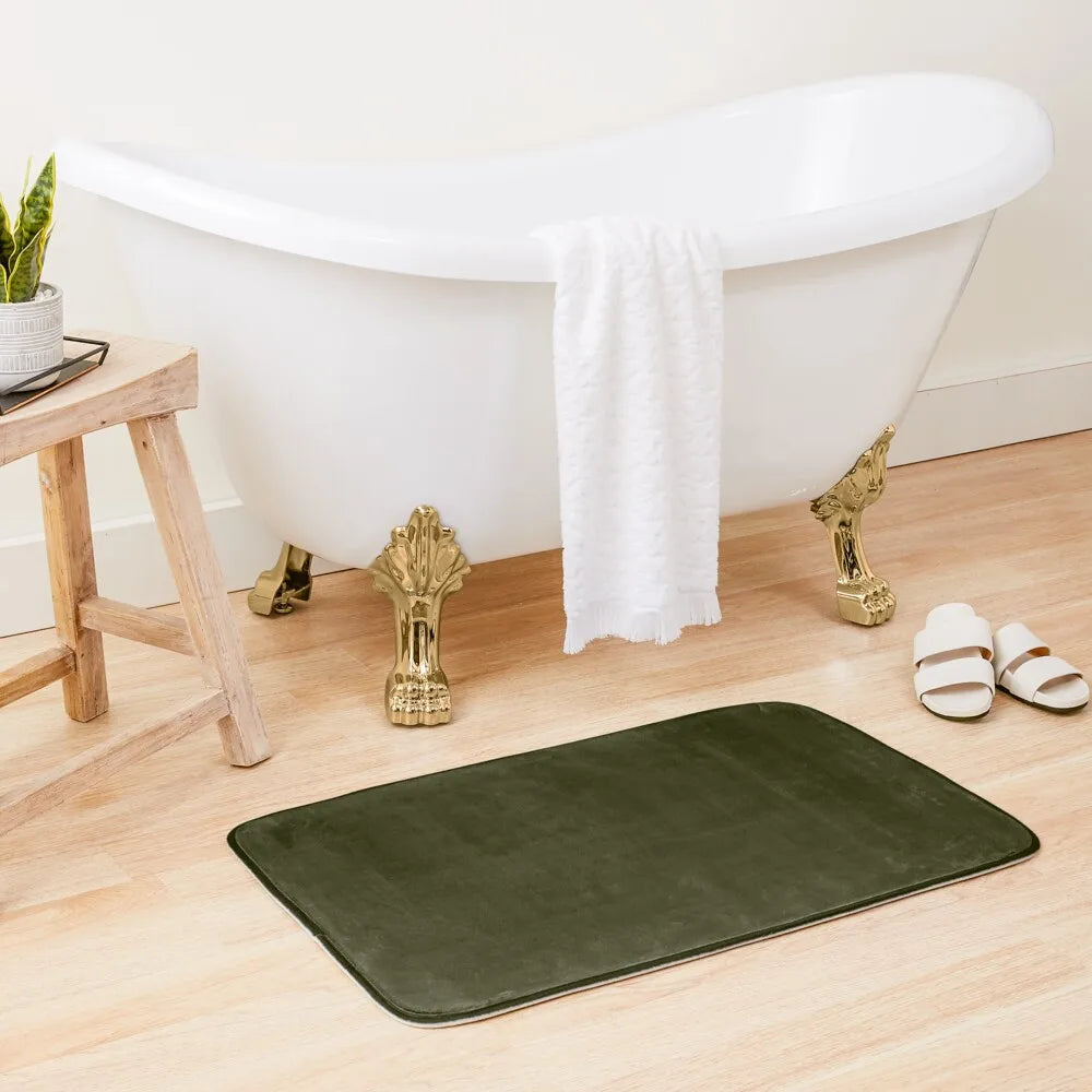 Tapis de bain vert olive