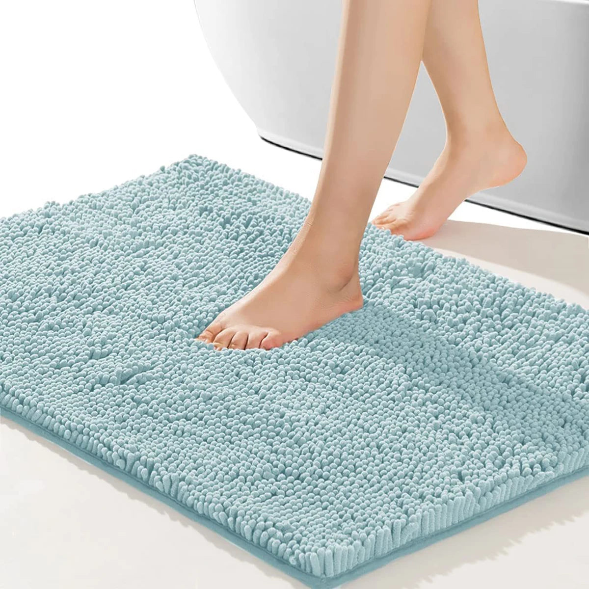 Tapis de bain bleu vert