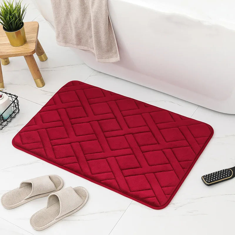 Tapis mousse salle de bain rouge