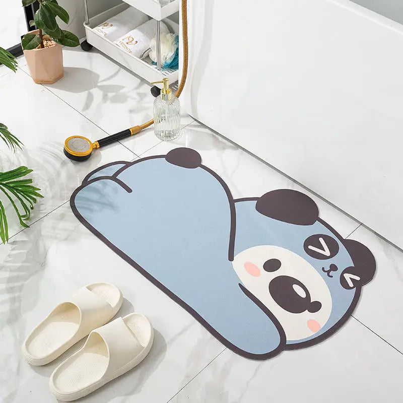 Tapis de bain panda bleu