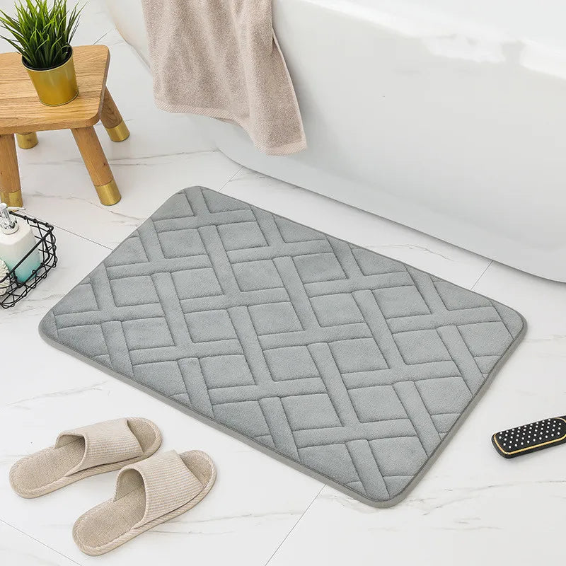 Tapis mousse salle de bain gris