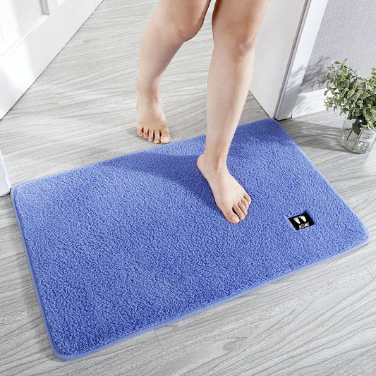 Grand tapis salle de bain original bleu