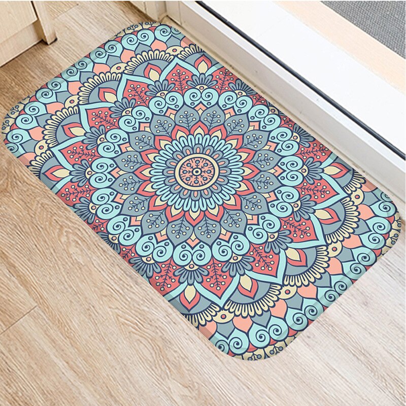 Tapis salle de bain bohème bleu