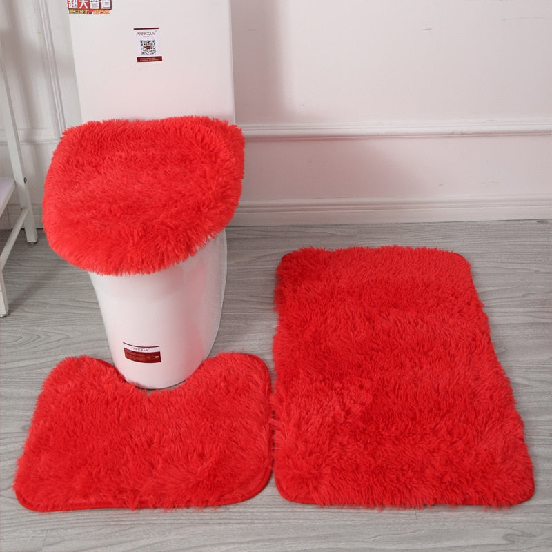 tapis de bain ultra moelleux rouge