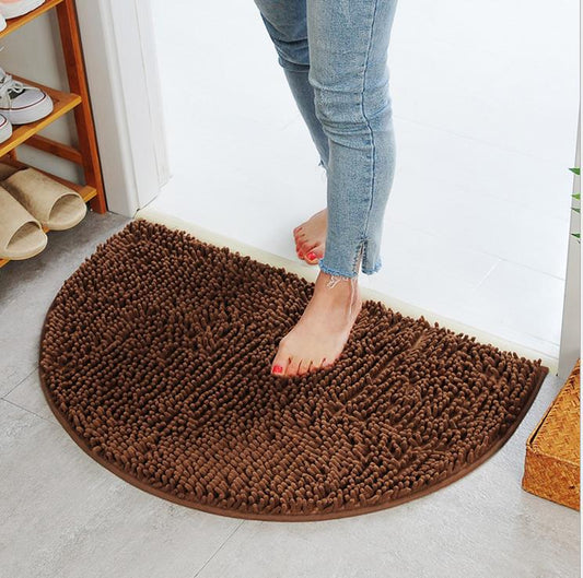 Tapis salle de bain demi cercle marron