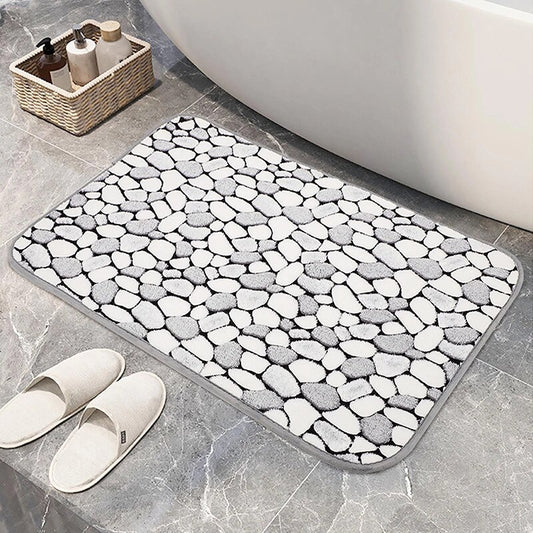 Tapis salle de bain motif galets