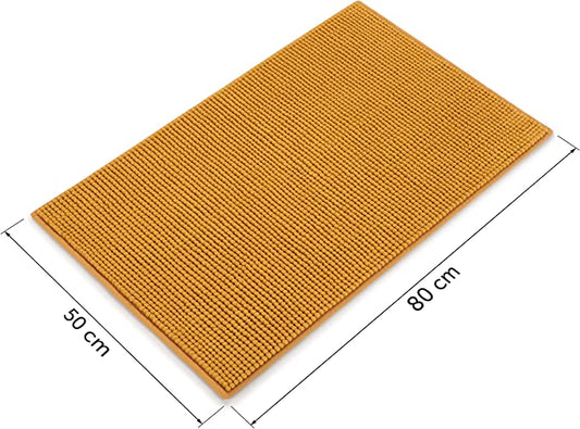 Tapis de bain jaune moutarde