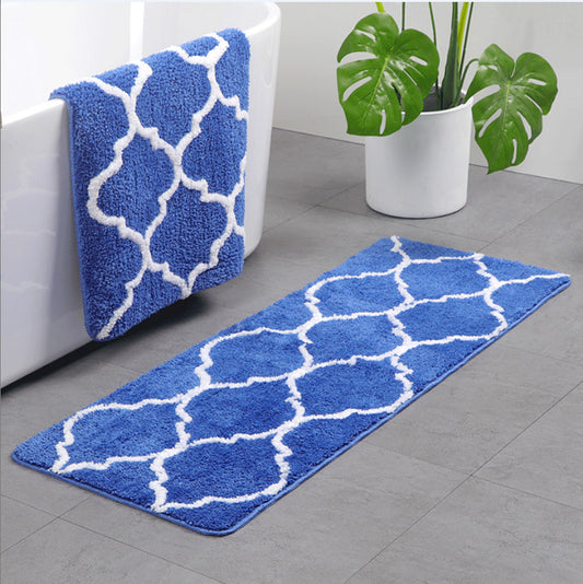 Grand tapis de salle de bain bleu