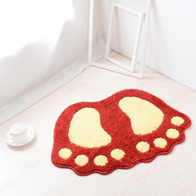 tapis de bain en forme de pied rouge