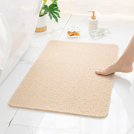 Tapis antidérapant salle de bain beige