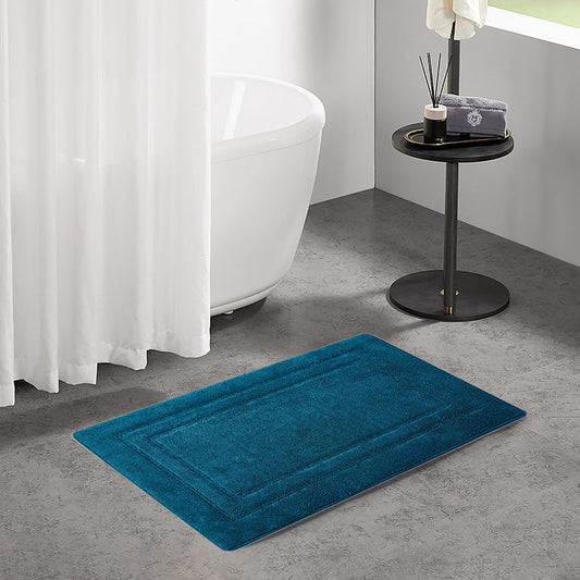 Tapis de bain bleu canard